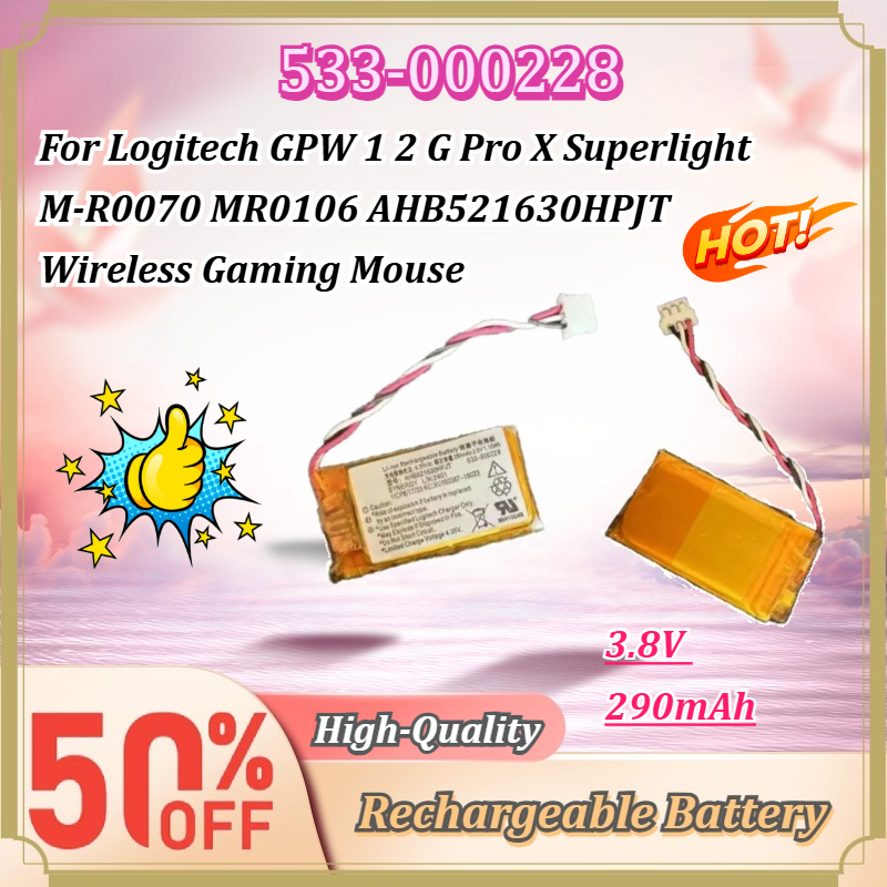 Logitech Mouse G Pro X Superlight - Baterai Baru 533-000228 3.8V 290mAh Untuk